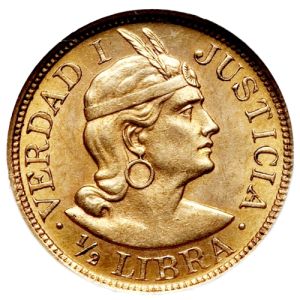 Peruanische 1/2 Libra Goldmünze