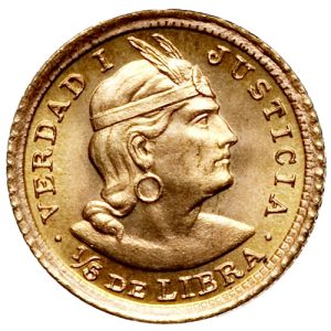 Peruanische 1/5 Libra Goldmünze