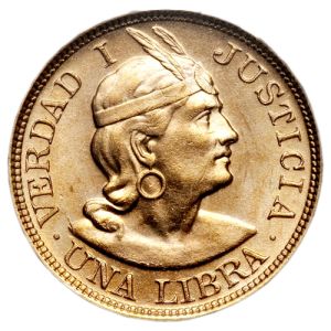 Peruanische 1 Libra Goldmünze