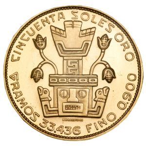 Peruanische 50 Soles Goldmünze Indianerkopf
