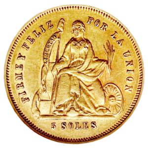 Peruanische 5 Soles Goldmünze