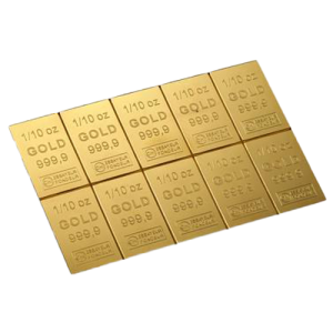 10 × 1/10 oz Gold Tafelbarren, alle Hersteller