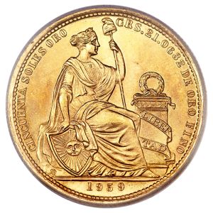 Peruanische 50 Soles Goldmünze Liberty